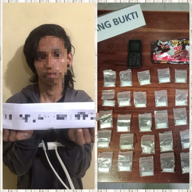 Pelaku Eli Akbar Bin Dehu usia 25 Tahun beserta barang bukti Sabu 40 Gram